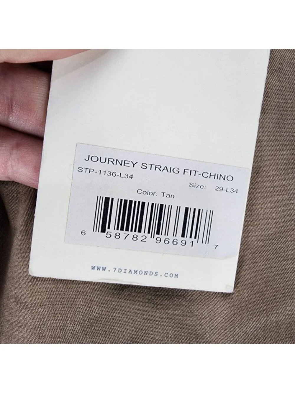 7 Diamonds Pants Mens 29x34 Tan Stretch Mid Rise Straight Fit *NWT*